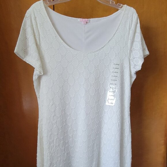 NEW Isaac Mizrahi QVC Dress XL White eyelet lace lined short sleeves SUMMER NWT - Picture 4 of 14